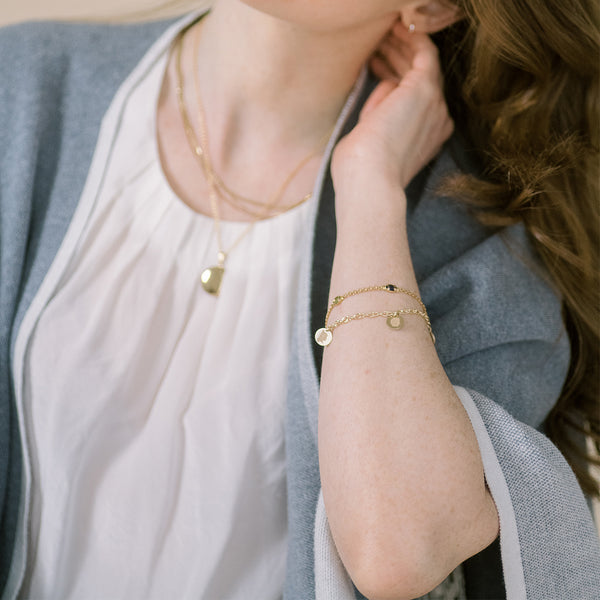 14k Gold - The Elegant Silhouette Coin Bracelet