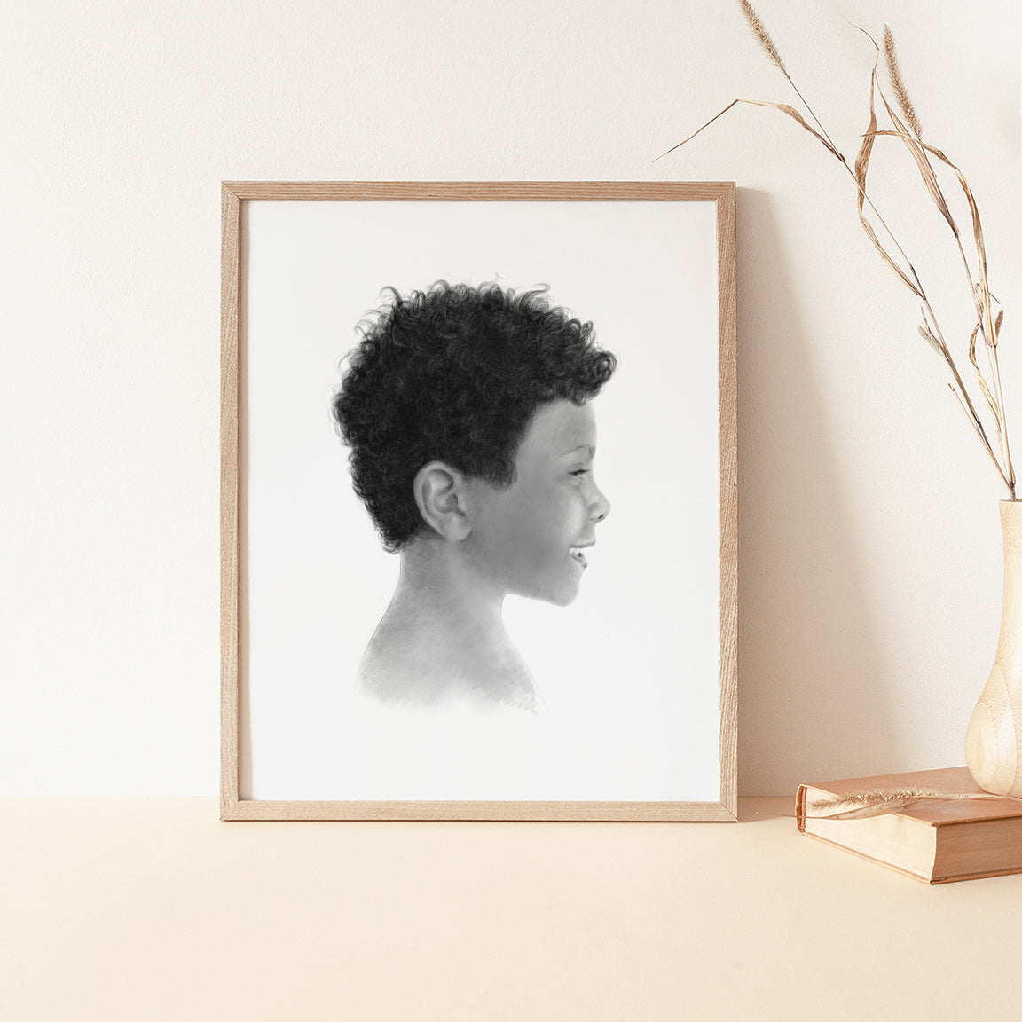 The Pastel Silhouette Portrait - Grayscale