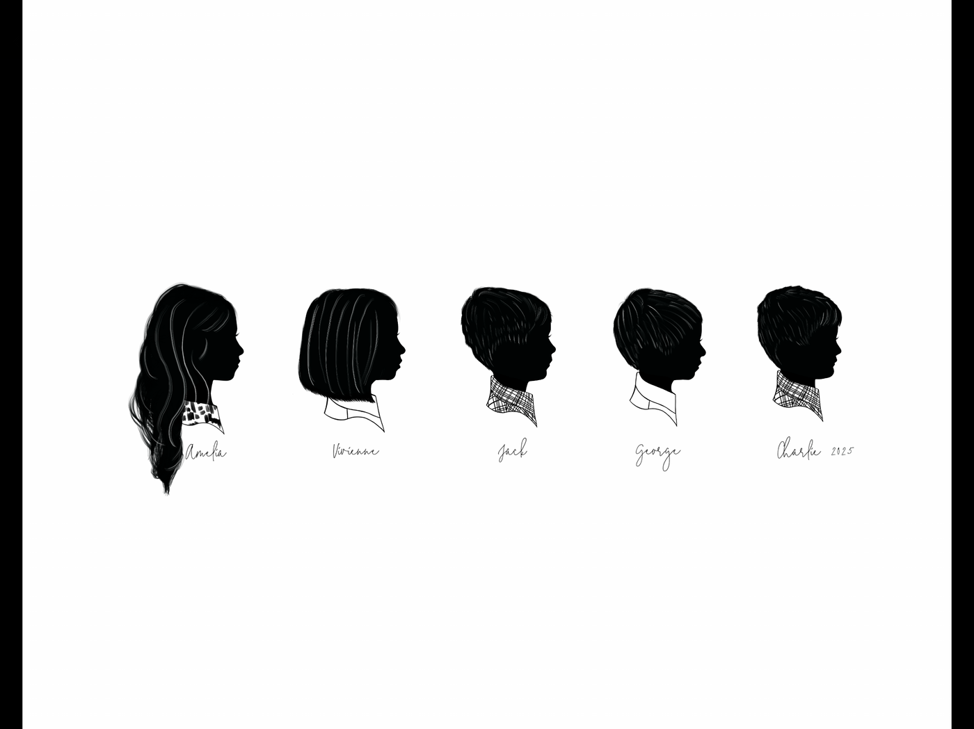 Classic Silhouette Portrait • With White Hair Detail & Custom Neckline •